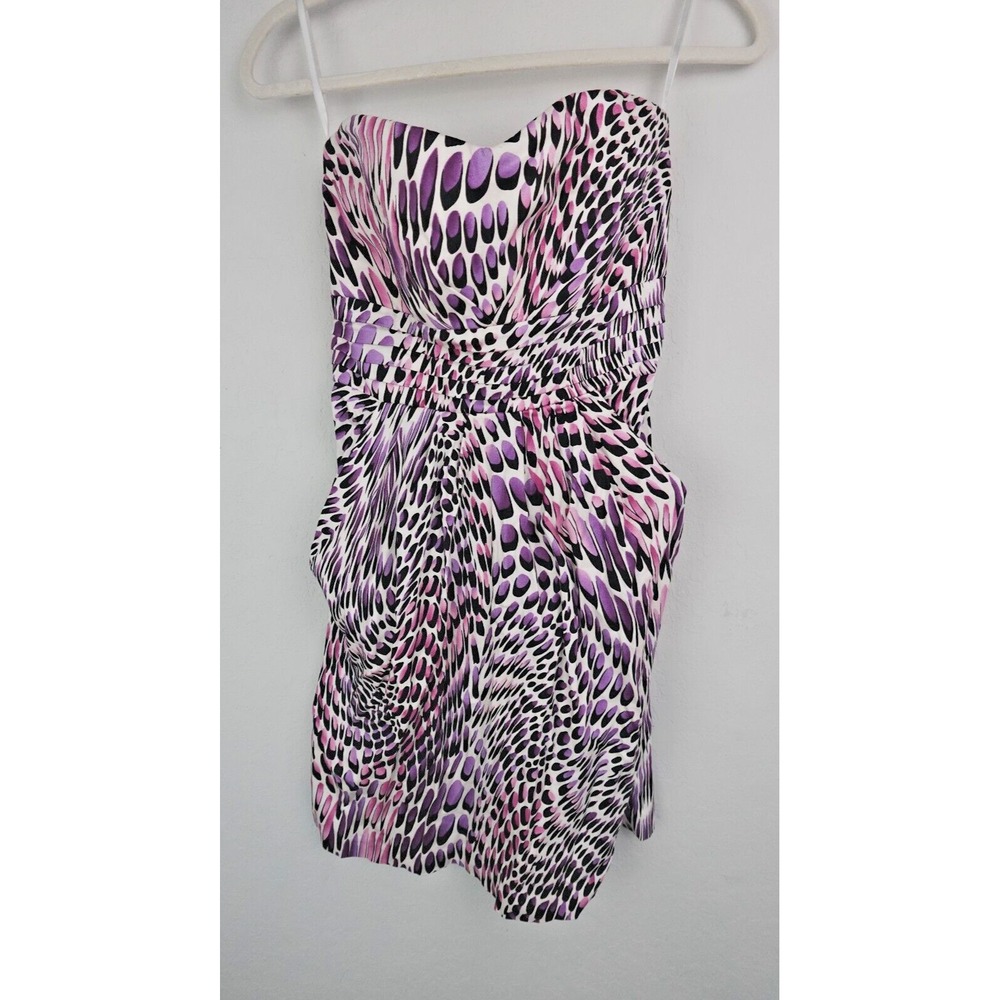 Vintage Body Central Dress Womens Size 11 Animal Zebra Print Tube Colorful y2k